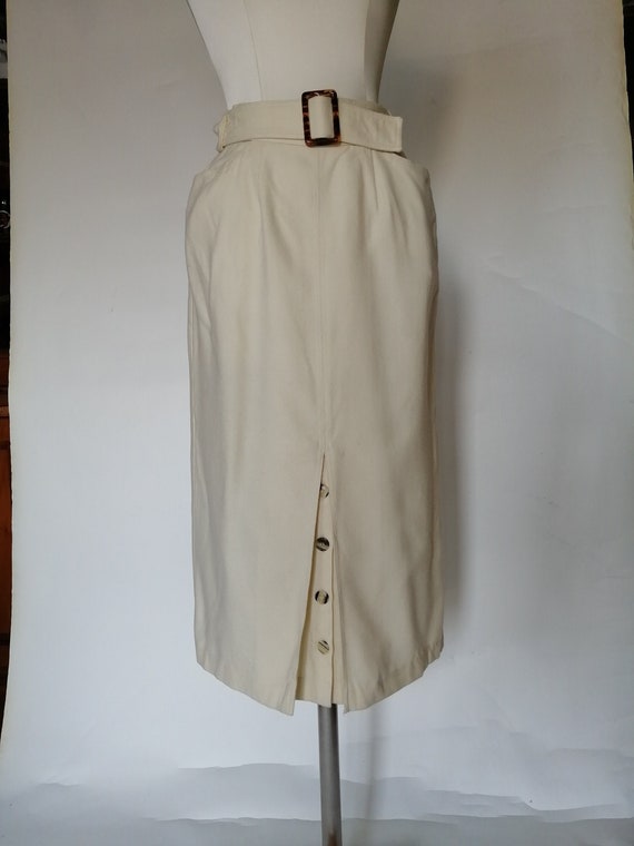 Vintage Wool pencil skirt ivory 1980s era - image 1