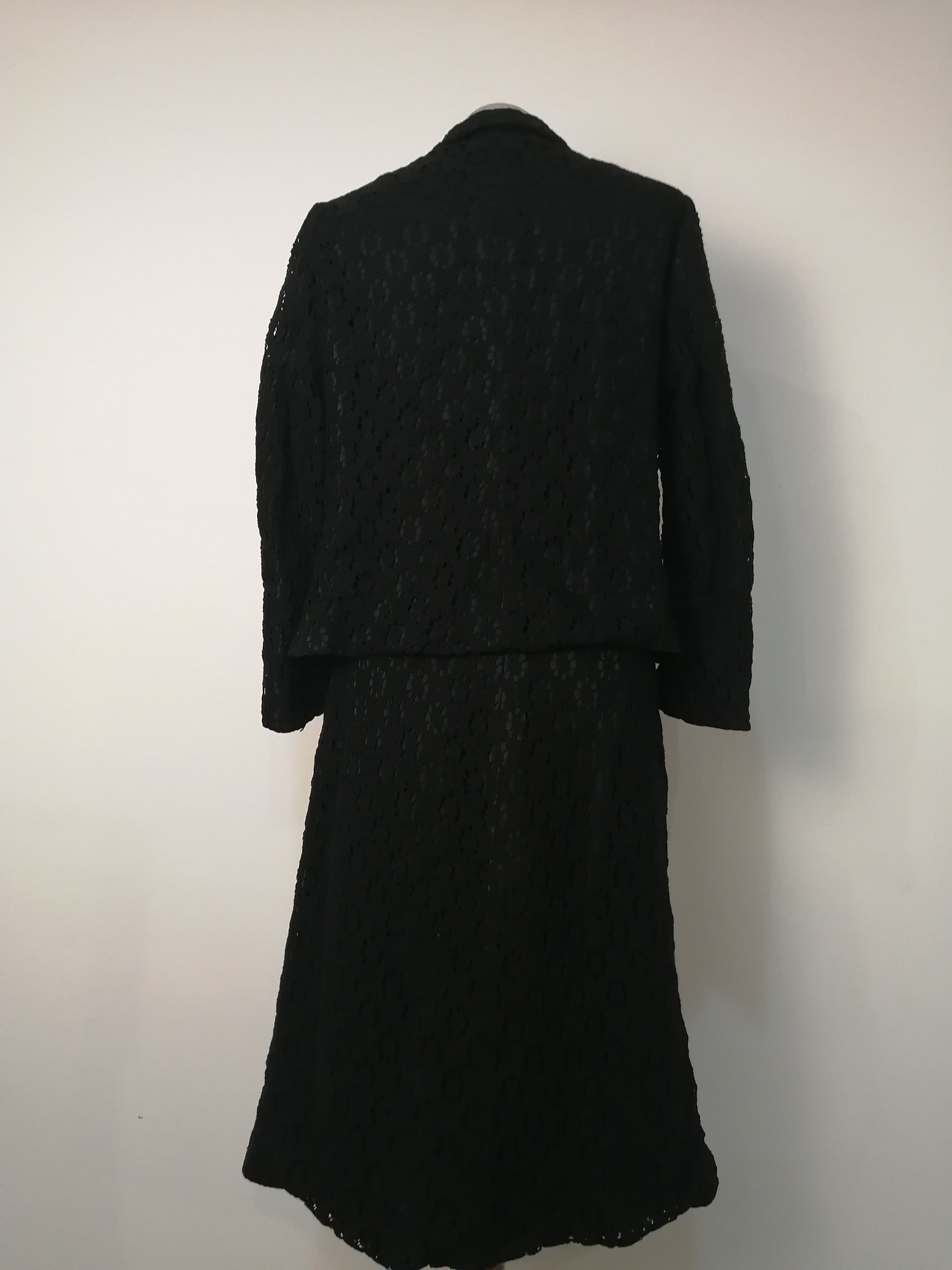Vintage 60s Black Sequin Jacket/Skirt 2 Piece Suit, Eveningwear Party Separates Suit