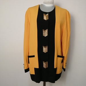 GAI Mattiolo vintage 1970 jellow and black jacket, high couture made in Itlay