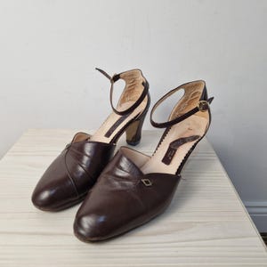 sandali vintage anni &#39;70 in marrone taglia 38 eu