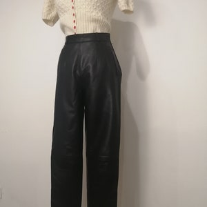 Vintage black leather trousers,very good condition image 1