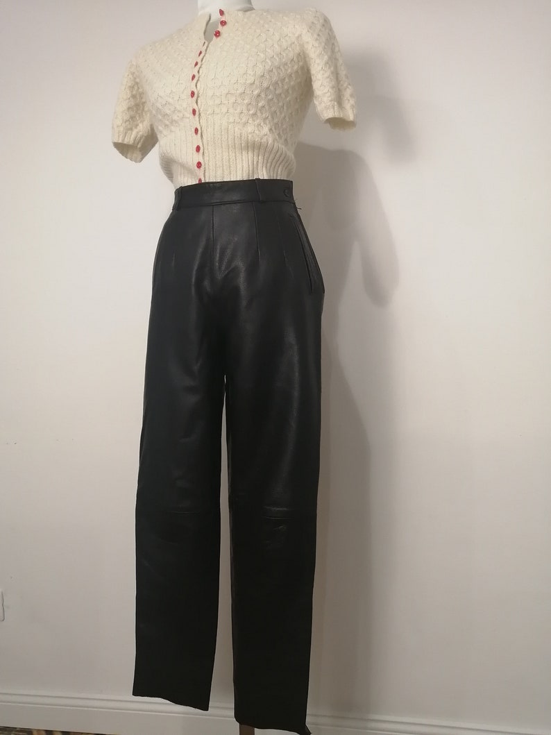 Vintage black leather trousers,very good condition image 1