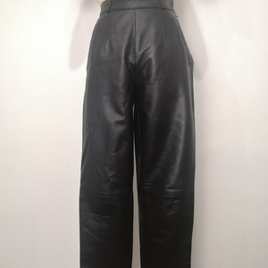 Vintage black leather trousers,very good condition image 2