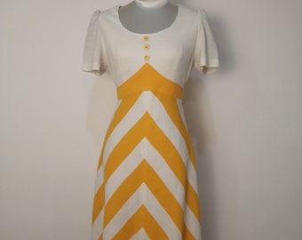 Bellissimo abito vintage bianco e giallo degli anni &#39;70er