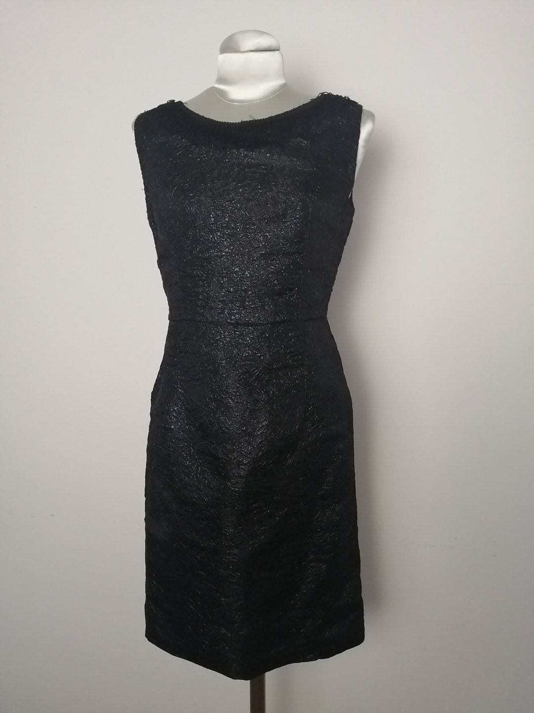 1960s Black Cocktail Dress with Faux Wrap Skirt