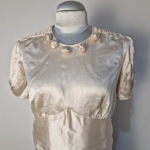 RARA blusa vittoriana vintage in seta color avorio, 1900 d’epoca