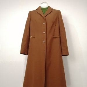 Vintage trench overcoat in cinnamon brown color, 1970s