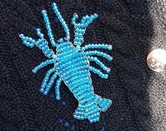 Large blue lobster brooch