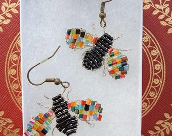 Multicolored bumblebee earrings