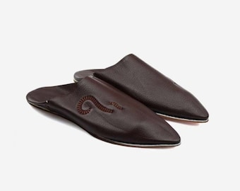BROWN HANDMADE MOROCCAN slippers babouche shoes