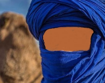 Authentic BLUE BERBER Scarf || Tuareg Turban || Sahara Face Veil || Nomad Head Wrap for Travel || Festival & Cultural Fashion
