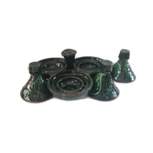 3in1 MOROCCAN GREEN TAJINE for kitchen,art & decor ;Spice Rack Sauces Ceramic