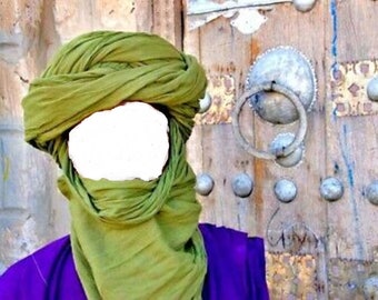 Authentic Green tuareg scarf, Berber scarf, tuareg tagelmust, moroccan scarf