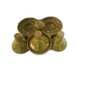 3in1 MOROCCAN GREEN OLIVE tajine for kitchen,art & decor ;Spice Rack Sauces Ceramic