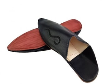 BLACK MOROCCAN LEATHER slippers