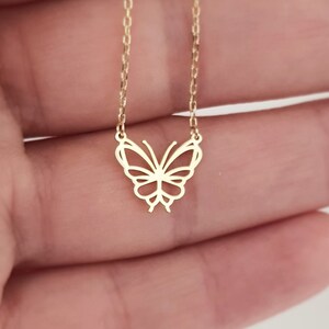 Gold Plated Sterling Silver Butterfly Necklace: Dainty Layering Pendant