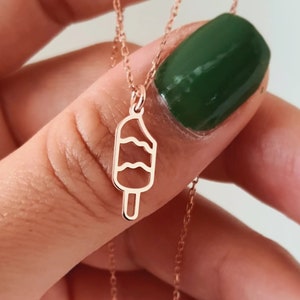 Sterling Silver Ice Cream Necklace: Dainty Food Pendant, Summer Jewelry
