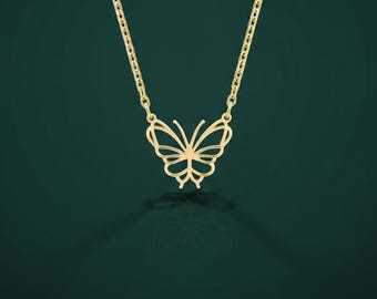 Gold Vermeil Butterfly Necklace | Tiny Animal Pendant | Nature Charm Choker