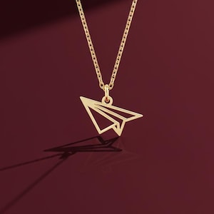 Dainty Gold Vermeil Paper Airplane Necklace | Minimalist Travel Charm | Origami Pendant | Flight Attendant Gift