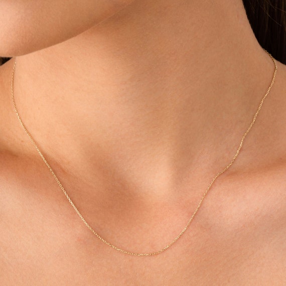 10k Yellow Gold 1mm Solid Cable Chain Necklace - Black Bow Jewelry Company