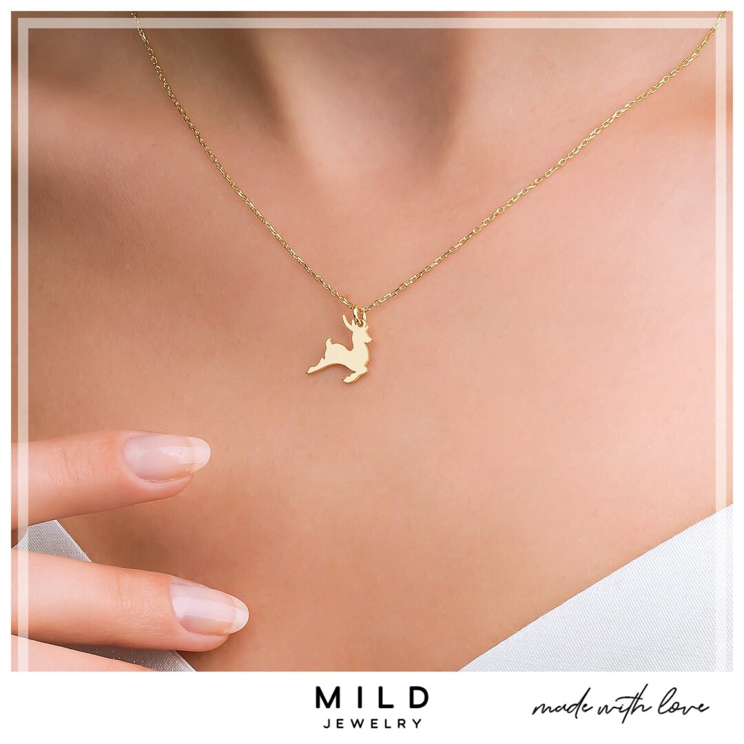 Tiny Gold Dainty Deer Necklaces Cute Animal pendant necklace Bridesmaid Necklace 10pcs-N185