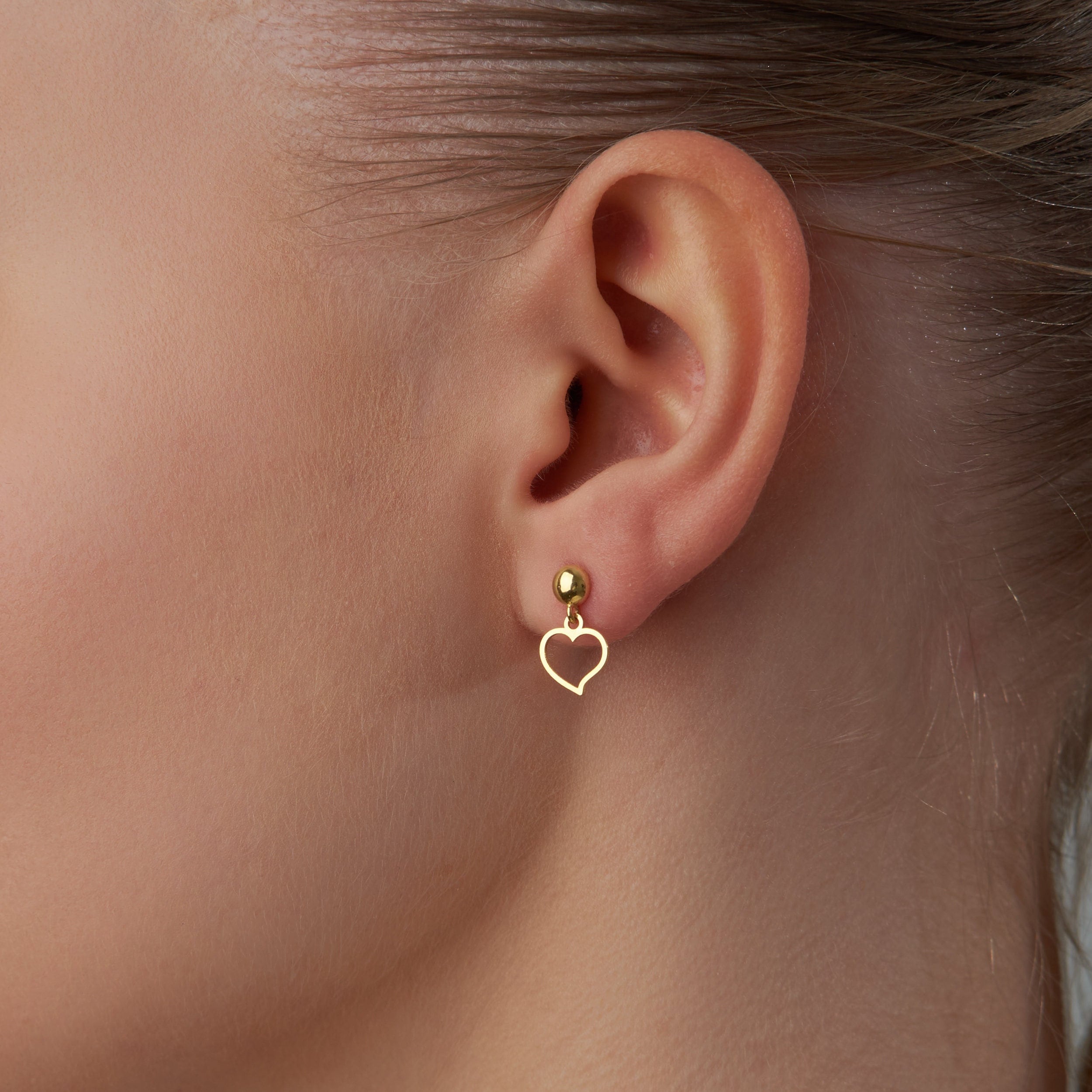 [LLOYD] 韓国アクセ☆14K Gold☆Daily Basic Heart Earrings LLOYD Line Heart 14K Earrings — HANGUK MALL