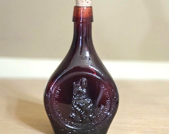 Vintage glass bottle decanter ruby red Betsy Ross Patriot American decor