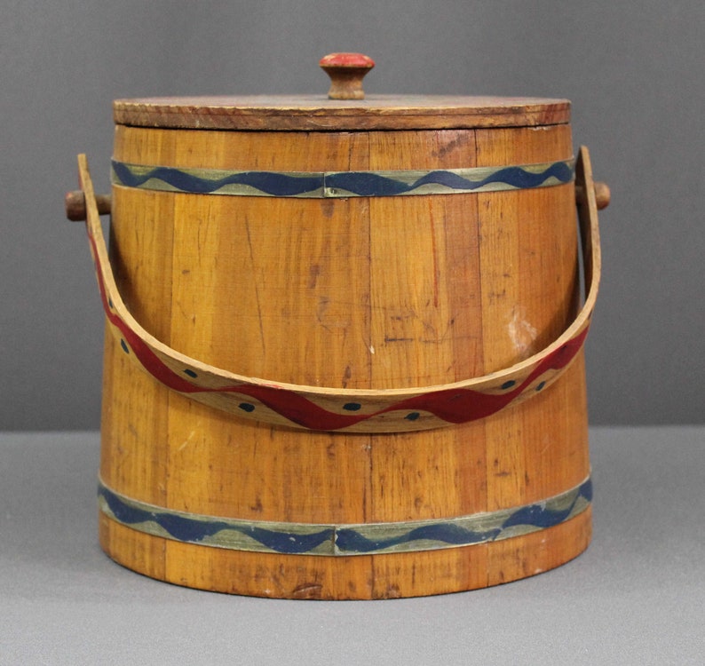 Vintage Cookie Jar or Wood Bucket Cookie Jar Also Called a Etsy