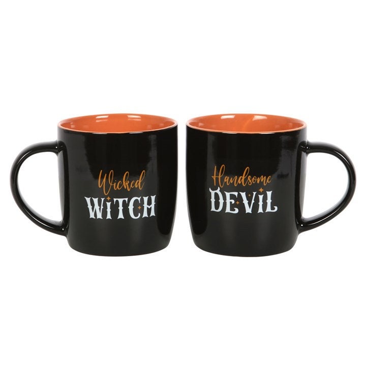His Hers Mugs Halloween Gifts Matching Cups Couples Funny Gifts Ideas  Wicked Witch Handsome Devil Husband Wife Boyfriend Girlfriend Birthday 