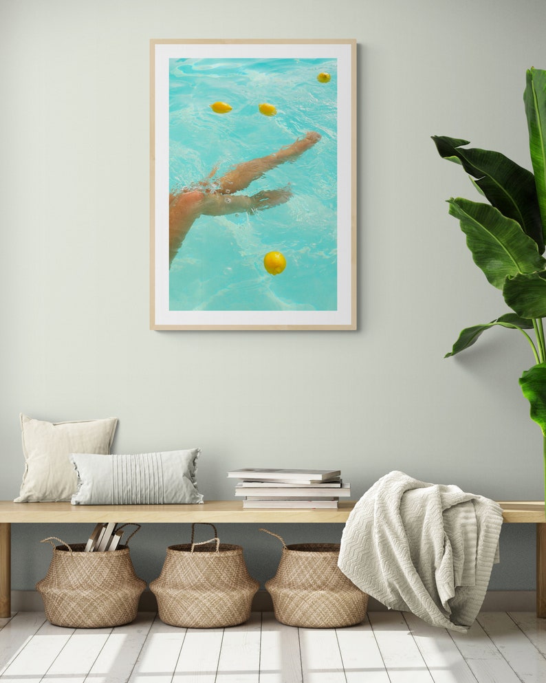 Swimming With Lemons in a Palm Springs Pool Fine Art - Etsy