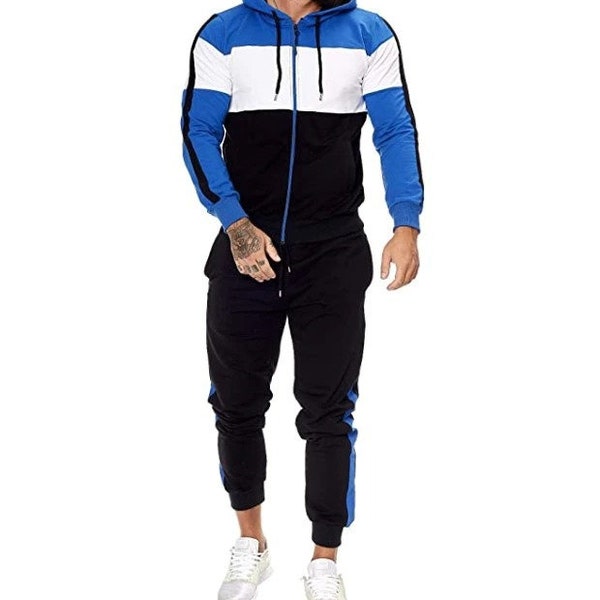 Men Tracksuit for Jogging Patchwork Zip Up Tracksuit for Men Winter Casual Men's Jogging Tracksuit with Hood Gift for Her.