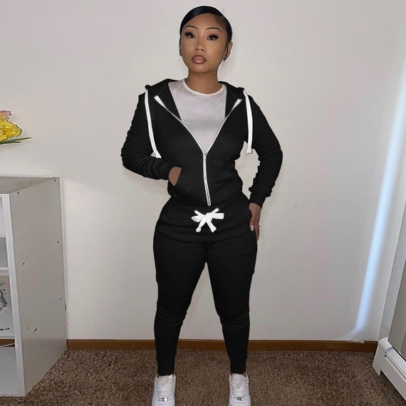 Women's Tracksuit Full Sleeve Casual Tracksuit Hooded and Jogging Pants  Women's Winter Fashion Warm Hoodie Sweatshirts Long Pant Sets. 