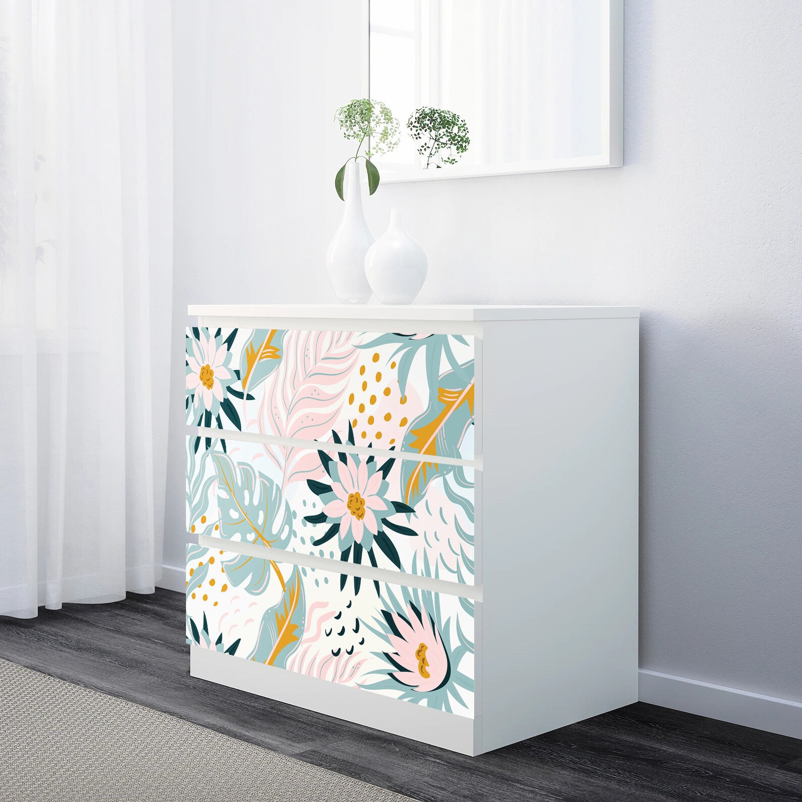 Set of decals/stickers for MALM Dresser floral pattern Etsy
