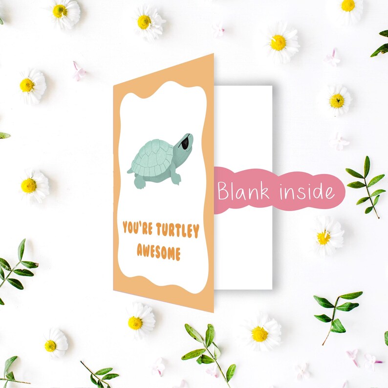 You’re Turtley Awesome Greeting Card, Funny and Cheesey Thank You Card ...