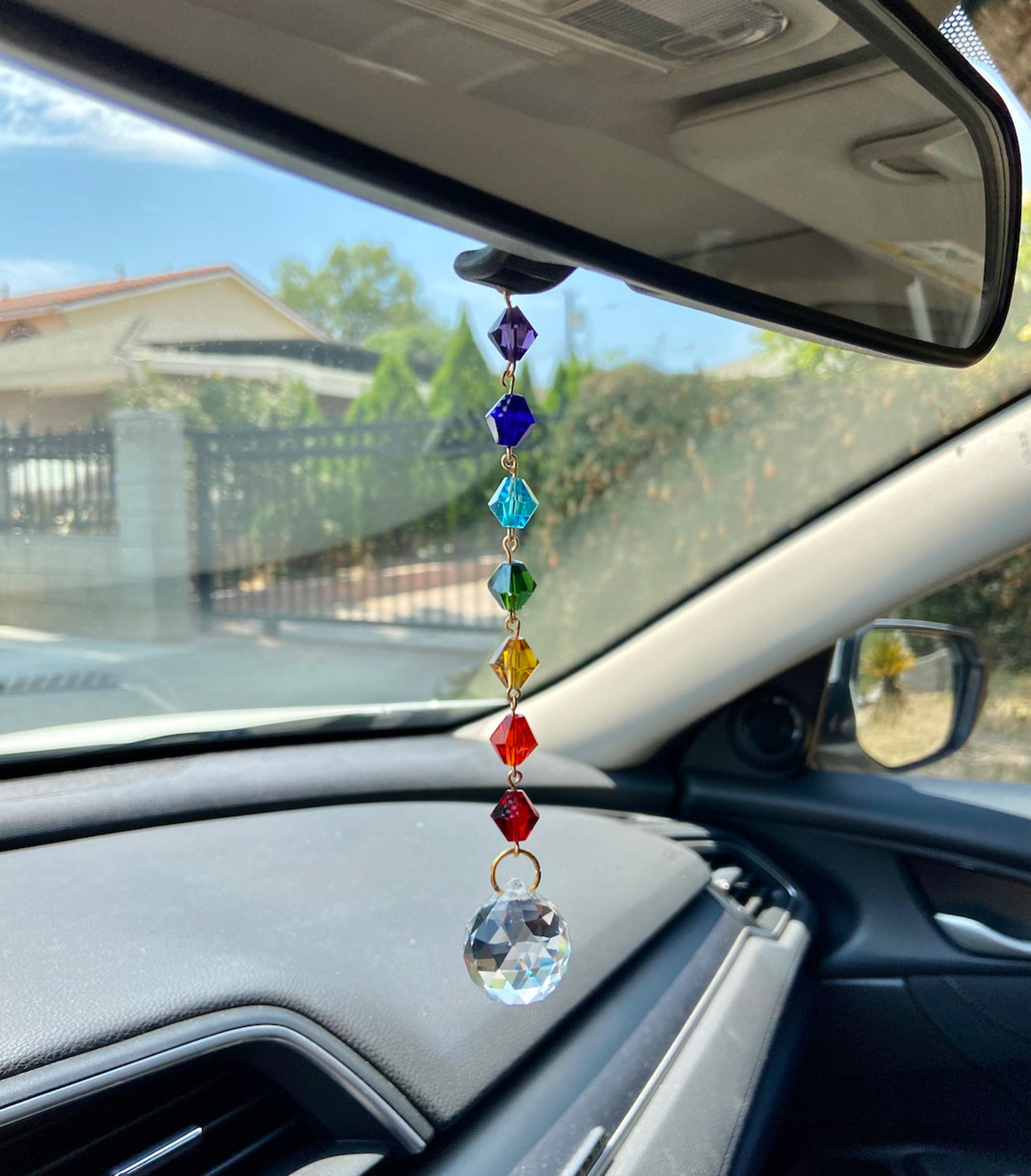 Chakra Car Mirror Hanging Sun Catcher Crystal Sun Catcher Etsy