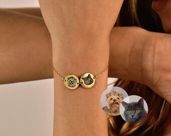 Personalized Pet Portrait Bracelet • Custom Bracelet for Dog Mom • Pet Jewelry • Cat Photo Jewelry • Pet Loss Gift • Adoption Gift