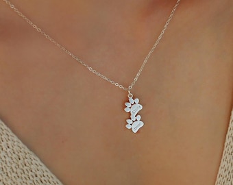 Personalized Paw Print Name Necklace • Tiny Dog Multiple Paw Necklace • Minimalist Paw Necklace • Gift for Pet Owners • Pet Keepsake