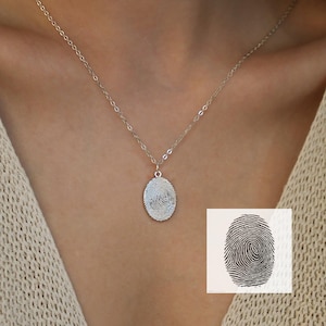 Personalised Fingerprint Necklace • Custom Fingerprint Pendant • Memorial Gift • Engraved Fingerprint Jewelry • Personalized Gift for Him