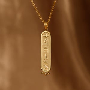 Egypt Custom Name Jewelry • 18k Gold Egypt Cartouche Necklace • Egyptian Hieroglyphic Name Necklace Ancient Egyptian Necklace•Christmas Gift