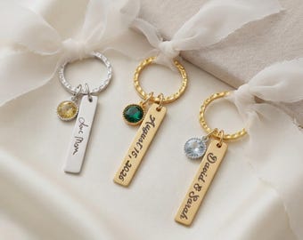 Personalisierter Brautstrauß-Anhänger mit Geburtsstein • Anhänger mit echter Handschrift • Erinnerungsgeschenk • Accessoire für den Brautstrauß • Sentimentales Hochzeitsgeschenk