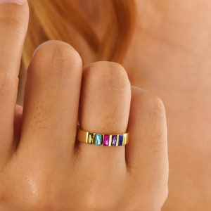 Family Birthstone Ring • Birthstone Ring for Women • Christmas Gift • Custom Friends Birthstone • Gold Ring • Birthday Gift • Mother Jewelry