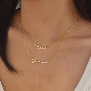 Colar com dois nomes • Colar com nome personalizado de camada dupla • Colar com nome delicado • Colar com nome infantil • Presente de aniversário Presente para casais