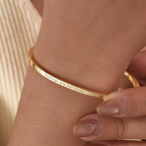 Custom Engraved Name Bar Bracelet • Dainty Cuff Bangle Bracelet • Personalised Quote Bracelet • Inspirational Gift • Birthday Gift for Her