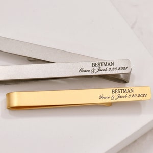Personalized Best Man Tie Clip • Hand Stamped Tie Clip Bar • Engraved Tie Clip For Him • Wedding Party • Groomsmen Gift • Father&#39;s Day Gift