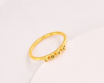 Tiny Initial Ring • Personalized Letter Ring • 18k Gold Tiny Ring • Mothers Ring • Letter Ring • Gift for Her • Minimalist Ring • BFF Ring