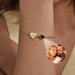 Namensarmband mit Foto • Gravur Armband für Damen • Gravur Herz Bilderarmband Muttertagsgeschenk • Erinnerungsschmuck