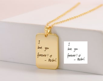 Handwriting Necklace • Custom Signature Necklace • Engraved Actual Your Own Handwriting • Keepsake Necklace • Handwritten Message Jewelry