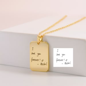 Handwriting Necklace • Custom Signature Necklace • Engraved Actual Your Own Handwriting • Keepsake Necklace • Handwritten Message Jewelry