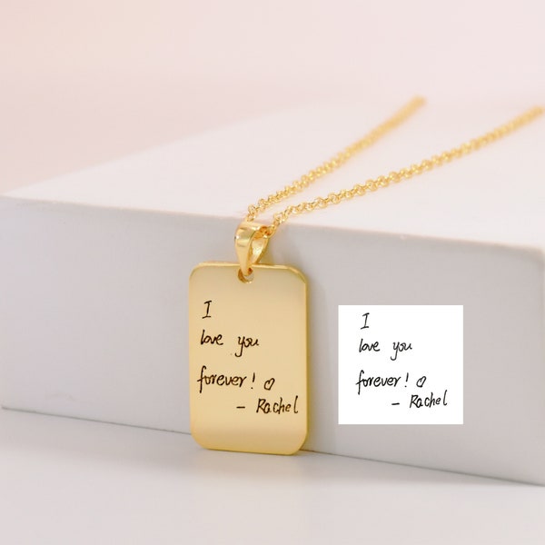 Handwriting Necklace • Custom Signature Necklace • Engraved Actual Your Own Handwriting • Keepsake Necklace • Handwritten Message Jewelry