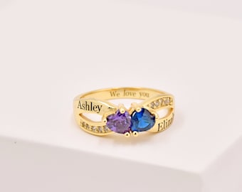 Promise Ring For Her • Infinity Eternity Birthstone Ring • Engraved Two Names Ring • Ring for Her • Birthstone Ring • Anniversary Gift